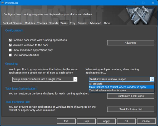 每顯示器工作列設定